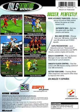 ESPN MLS ExtraTime 2002 (USA) box cover back